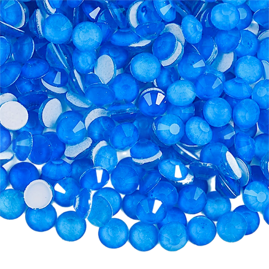 Neon Blue Round Glass Flatback Crystals