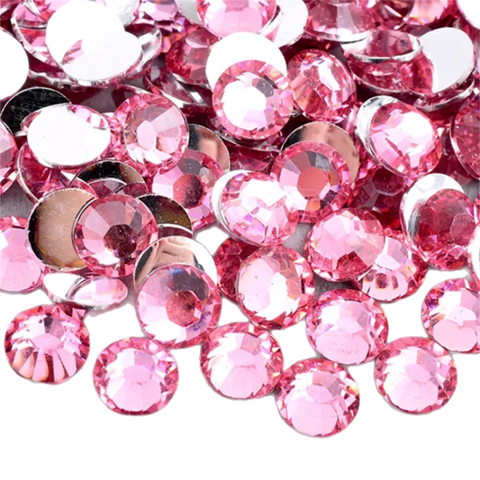 Pink Resin Foil Back Round Flat Back Rhinestones