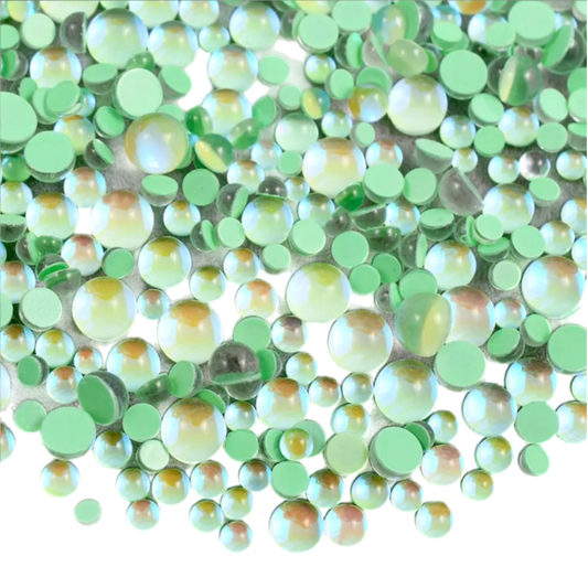 Light Emerald Happy Mermaid Tears Round Glass Flatback Crystals