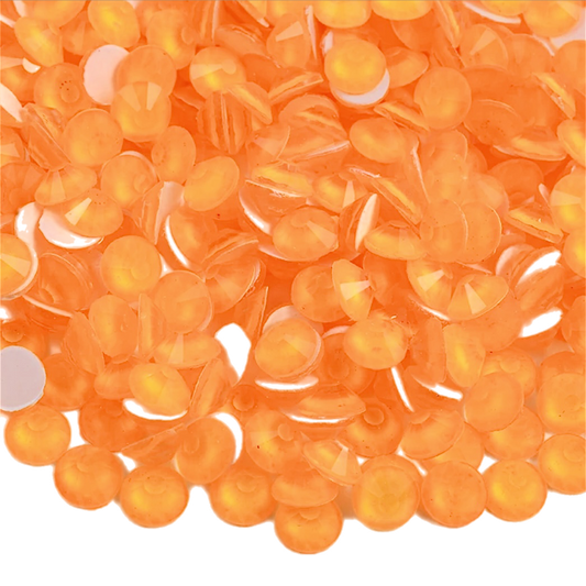 Neon Orange Round Glass Flatback Crystals