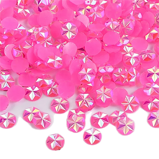 Flower / Star 5mm Jelly Rose AB Round Flat Back Rhinestones