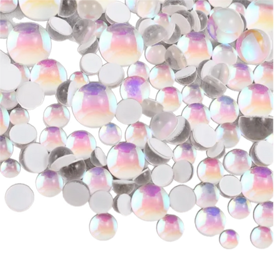 Chalk Mocha White Happy Mermaid Tears Round Glass Flatback Crystals