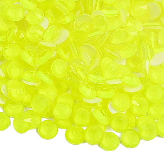 Neon Yellow Round Glass Flatback Crystals