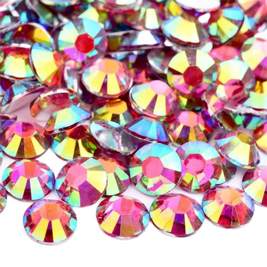 Dark Rose AB Resin Foil Back Round Flat Back Rhinestones