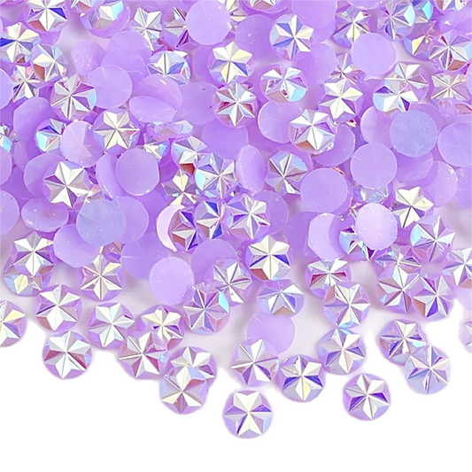 Flower / Star 5mm Jelly Light Amethyst AB Round Flat Back Rhinestones
