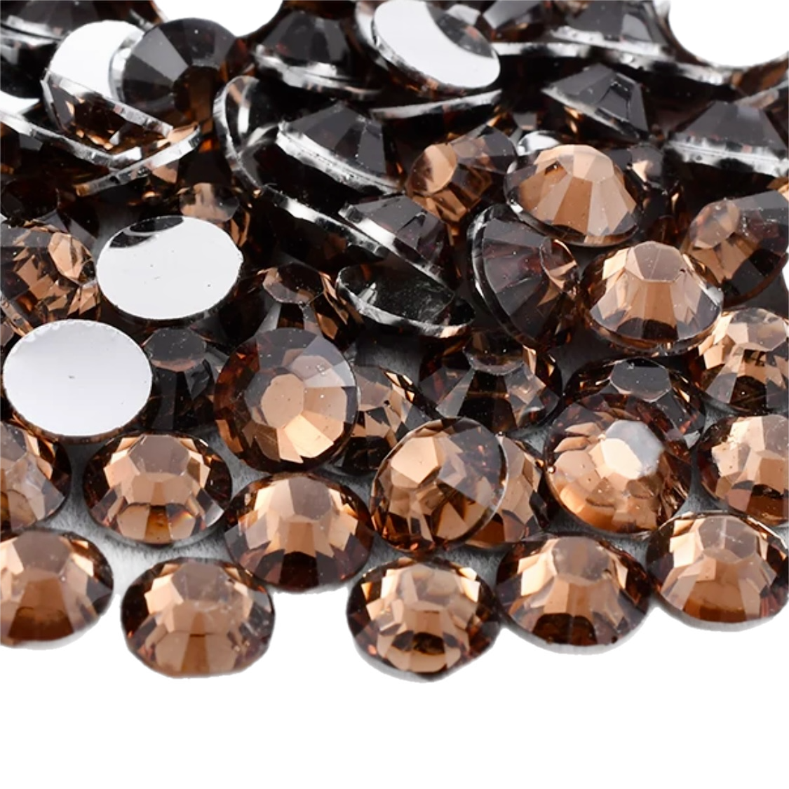 Coffee Resin Foil Back Round Flat Back Rhinestones