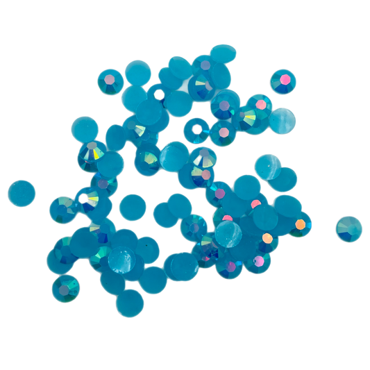 Jelly Blue Zircon AB Round Flat Back Rhinestones