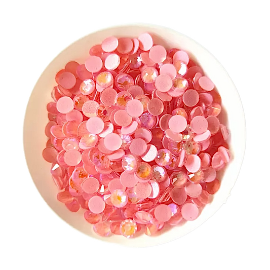 Luminescent Neon Light Pink AB Round Glass Flatback Crystals