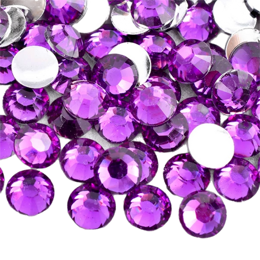 Amethyst Resin Foil Back Round Flat Back Rhinestones