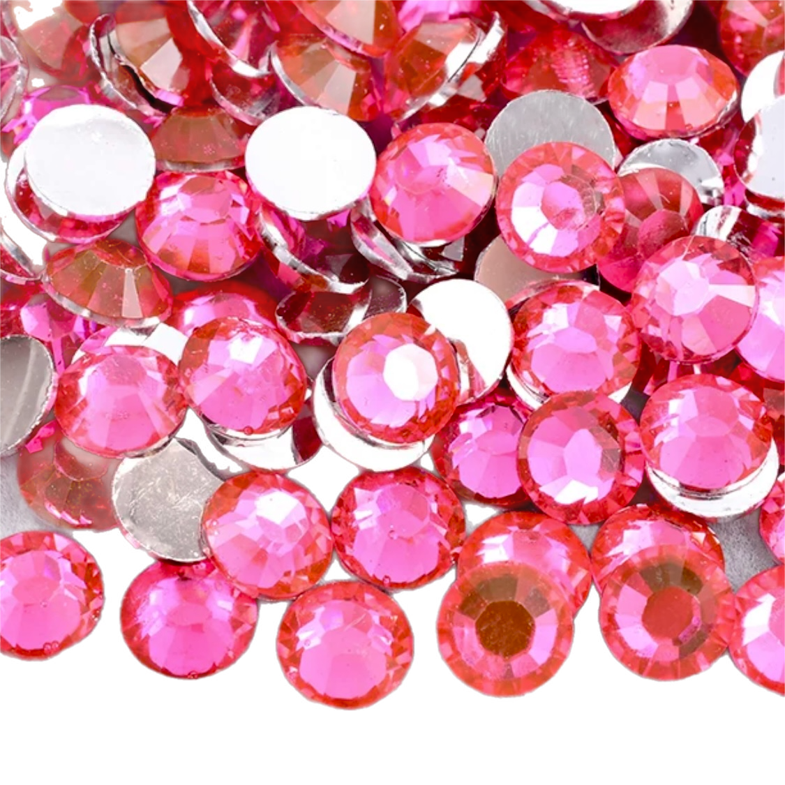 Hot Pink Resin Foil Back Round Flat Back Rhinestones
